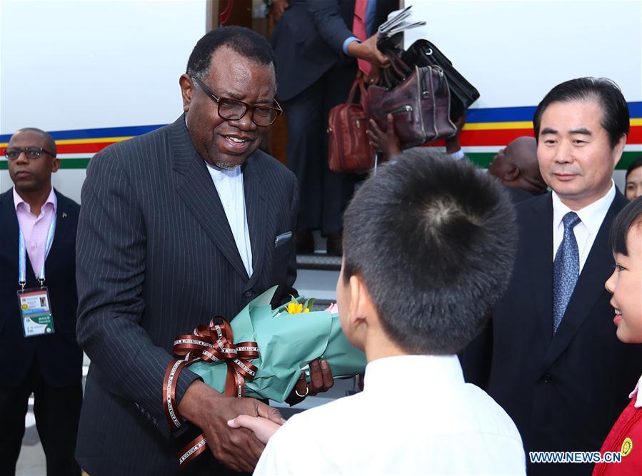 Namibian president arrives in Beijing for FOCAC