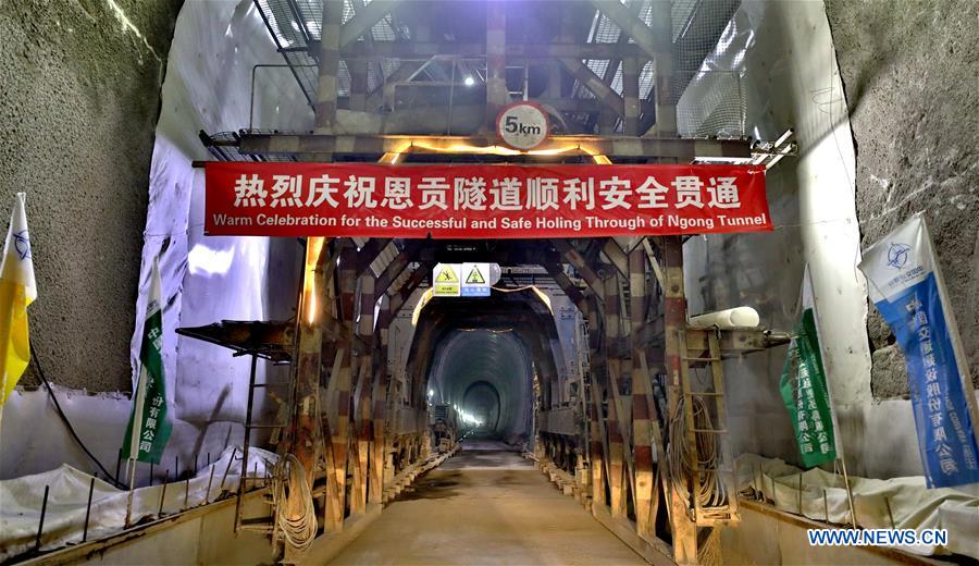 Photo taken on Sept. 24, 2018 shows a breakthrough ceremony of Ngong tunnel of the Standard Gauge Railway (SGR) in Nairobi, capital of Kenya. [Photo: Xinhua]