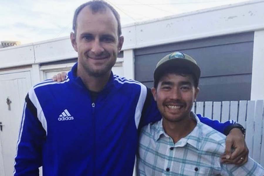 In this October 2018 photo, American adventurer John Allen Chau, right, stands for a photograph with Founder of Ubuntu Football Academy Casey Prince, 39, in Cape Town, South Africa, days before he left for in a remote Indian island of North Sentinel Island, where he was killed. Chau, who kayaked to the remote island populated by a tribe known for shooting at outsiders with bows and arrows, has been killed, police said Wednesday, Nov. 21. Officials said they were working with anthropologists to recover the body. [Photo: AP]