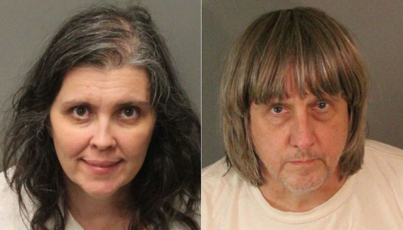 Louise Anna Turpin, 49, and David Allen Turpin, 57, have been arrested after authorities said their 13 children had been held captive in their home, with some shackled to beds