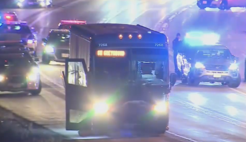 Police chase Greyhound bus after passenger reports threats