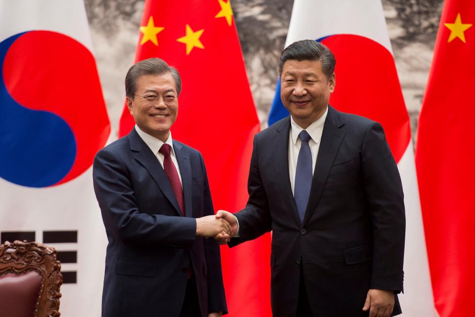 Image result for Xi and Moon Reuters