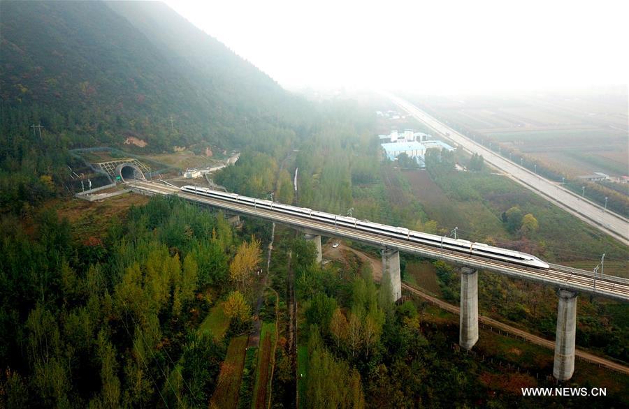 Aerial views along Xi'an-Chengdu high-speed railway