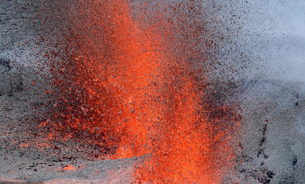 Reunion Island volcanic eruption